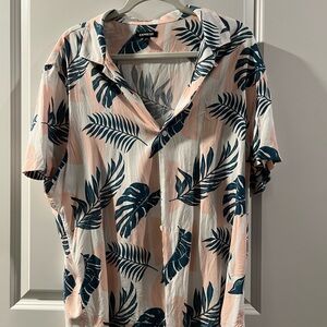 Express Leaf Print Button Down Shirt